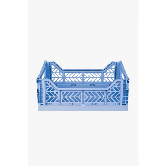 Foldable Storage Bins, Plastic Crate for Storage, Collapsible Crate, Utility Stackable Box Medium Baby Blue - Luna Crates