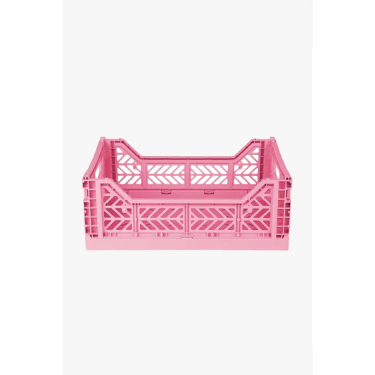 Foldable Storage Bins, Plastic Crate for Storage, Collapsible Crate, Utility Stackable Box Medium Baby Pink - Luna Crates