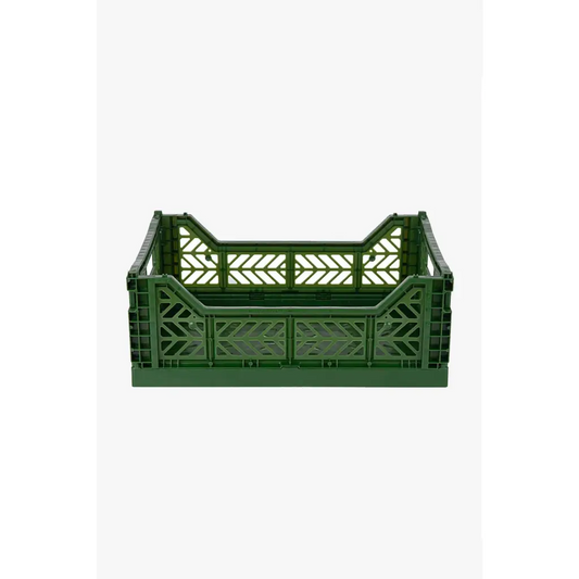 Foldable Storage Bins, Plastic Crate for Storage, Collapsible Crate, Utility Stackable Box Medium Khaki - Luna Crates