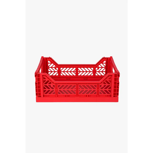 Foldable Storage Bins, Plastic Crate for Storage, Collapsible Crate, Utility Stackable Box Medium Red - Luna Crates