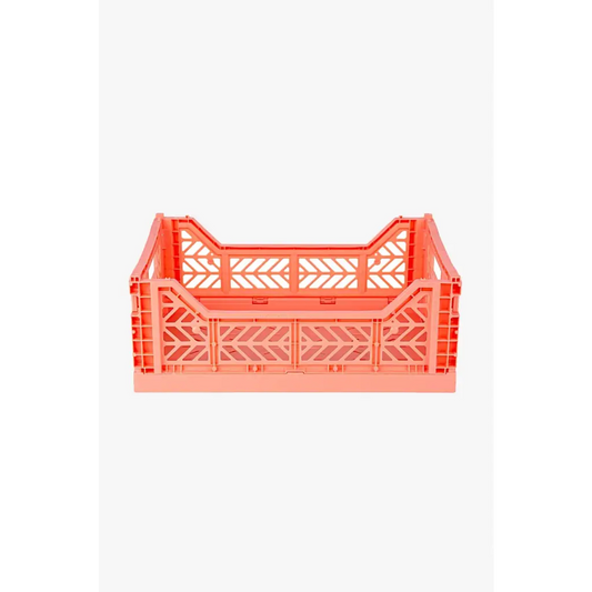 Foldable Storage Bins, Plastic Crate for Storage, Collapsible Crate, Utility Stackable Box Medium Salmon Pink - Luna Crates