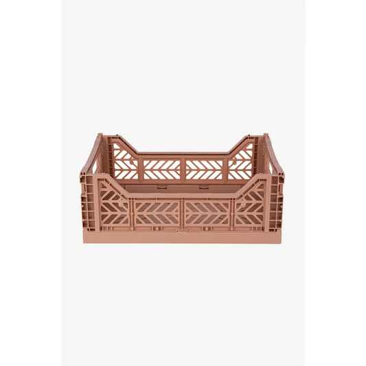 Foldable Storage Bins, Plastic Crate for Storage, Collapsible Crate, Utility Stackable Box Medium Warm Taupe - Luna Crates