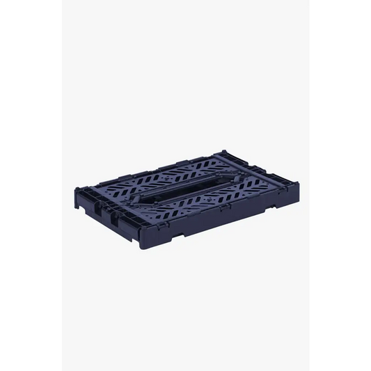 Foldable Storage Bins, Plastic Crate for Storage, Collapsible Crate, Utility Stackable Box Small Navy - Luna Crates