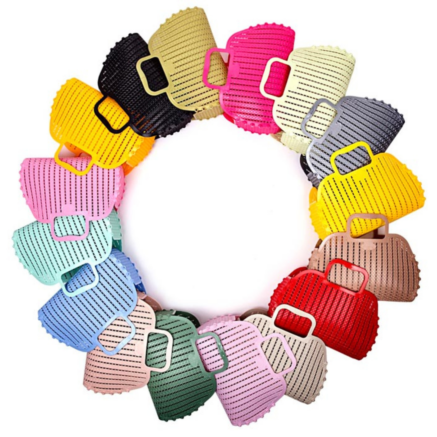 Foldable Mini Plastic Storage Basket Beach Simple Travel Storage Bags Plastic for Women Girls