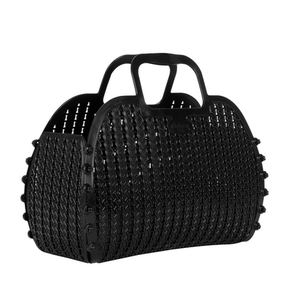 Foldable Mini Plastic Storage Basket Beach Simple Travel Storage Bags Plastic for Women Girls