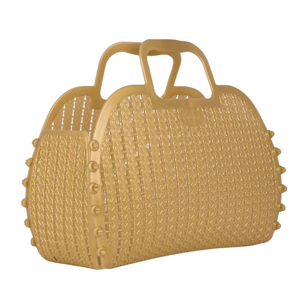 Foldable Mini Plastic Storage Basket Beach Simple Travel Storage Bags Plastic for Women Girls