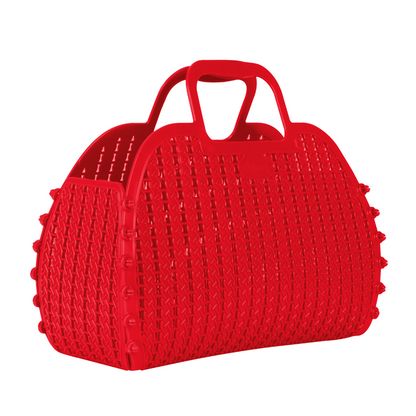 Foldable Mini Plastic Storage Basket Beach Simple Travel Storage Bags Plastic for Women Girls