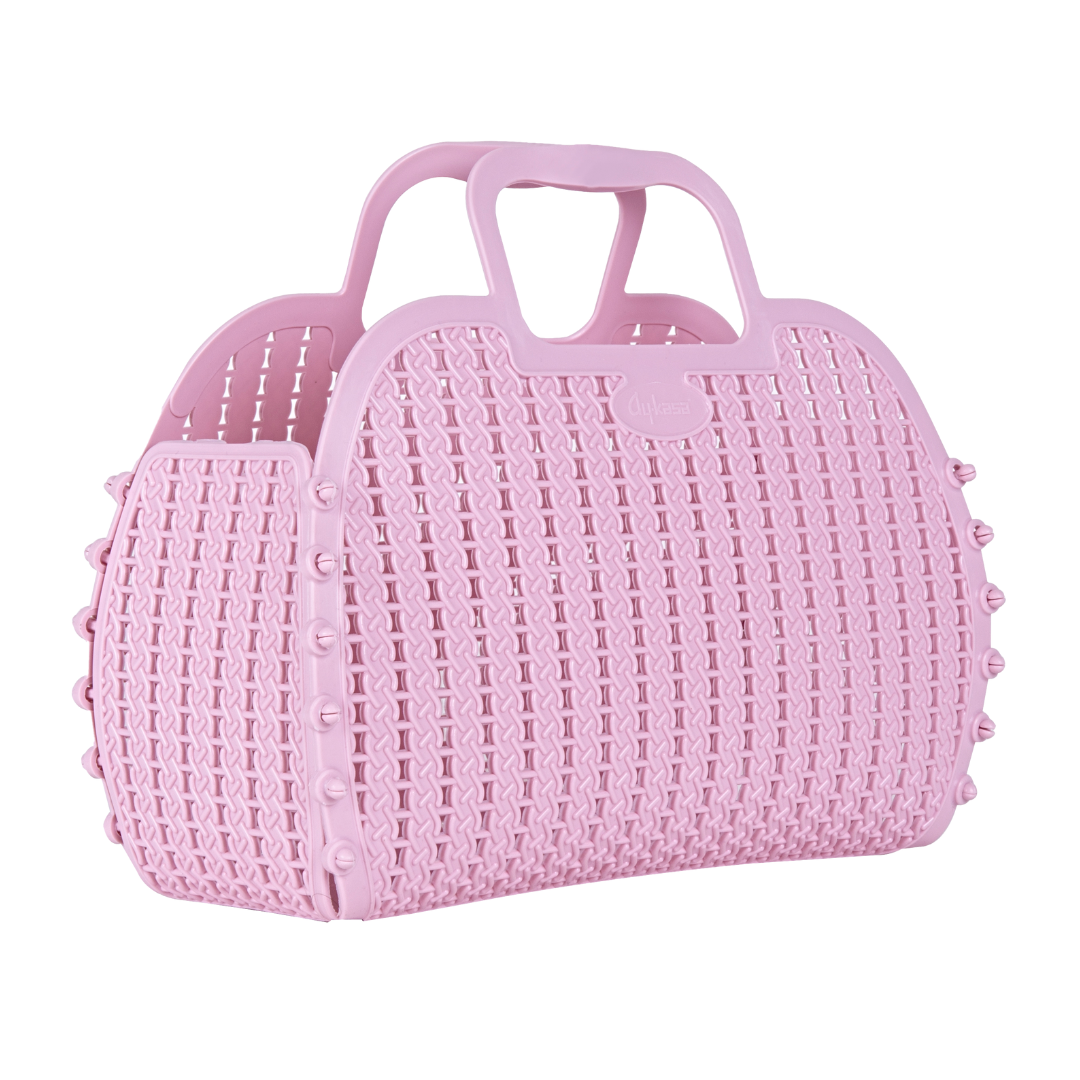 Foldable Mini Plastic Storage Basket Beach Simple Travel Storage Bags Plastic for Women Girls