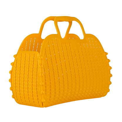 Foldable Mini Plastic Storage Basket Beach Simple Travel Storage Bags Plastic for Women Girls