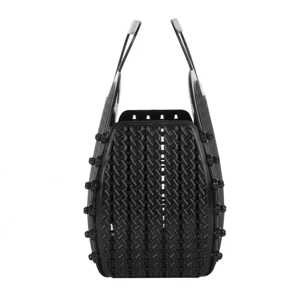 Black Foldable Mini Plastic Women's Tote Bag - Luna Crates