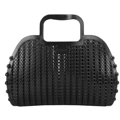 Black Foldable Mini Plastic Women's Tote Bag - Luna Crates