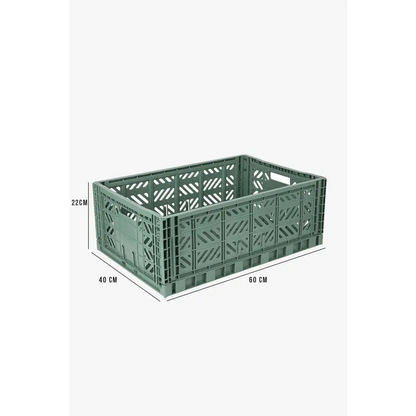 Foldable Storage Bins, Plastic Crate for Storage, Collapsible Crate, Utility Stackable Box Large Almond Green - Luna Crates
