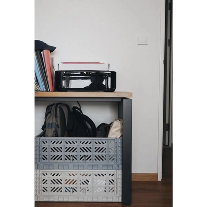 Foldable Storage Bins, Plastic Crate for Storage, Collapsible Crate, Utility Stackable Box Large Almond Green - Luna Crates