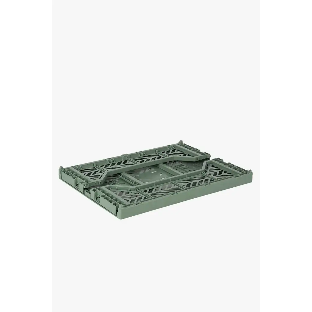 Foldable Storage Bins, Plastic Crate for Storage, Collapsible Crate, Utility Stackable Box Medium Almond Green - Luna Crates