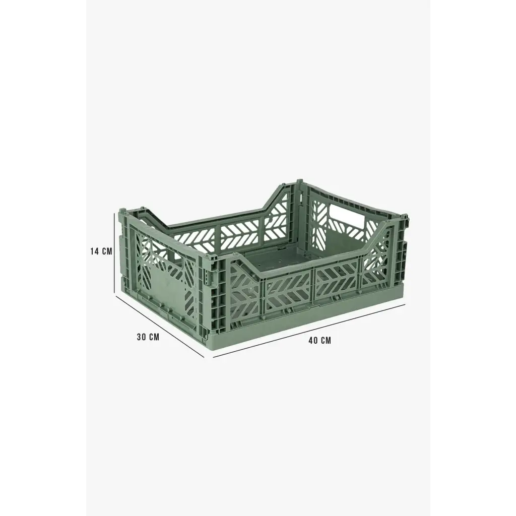 Foldable Storage Bins, Plastic Crate for Storage, Collapsible Crate, Utility Stackable Box Medium Almond Green - Luna Crates