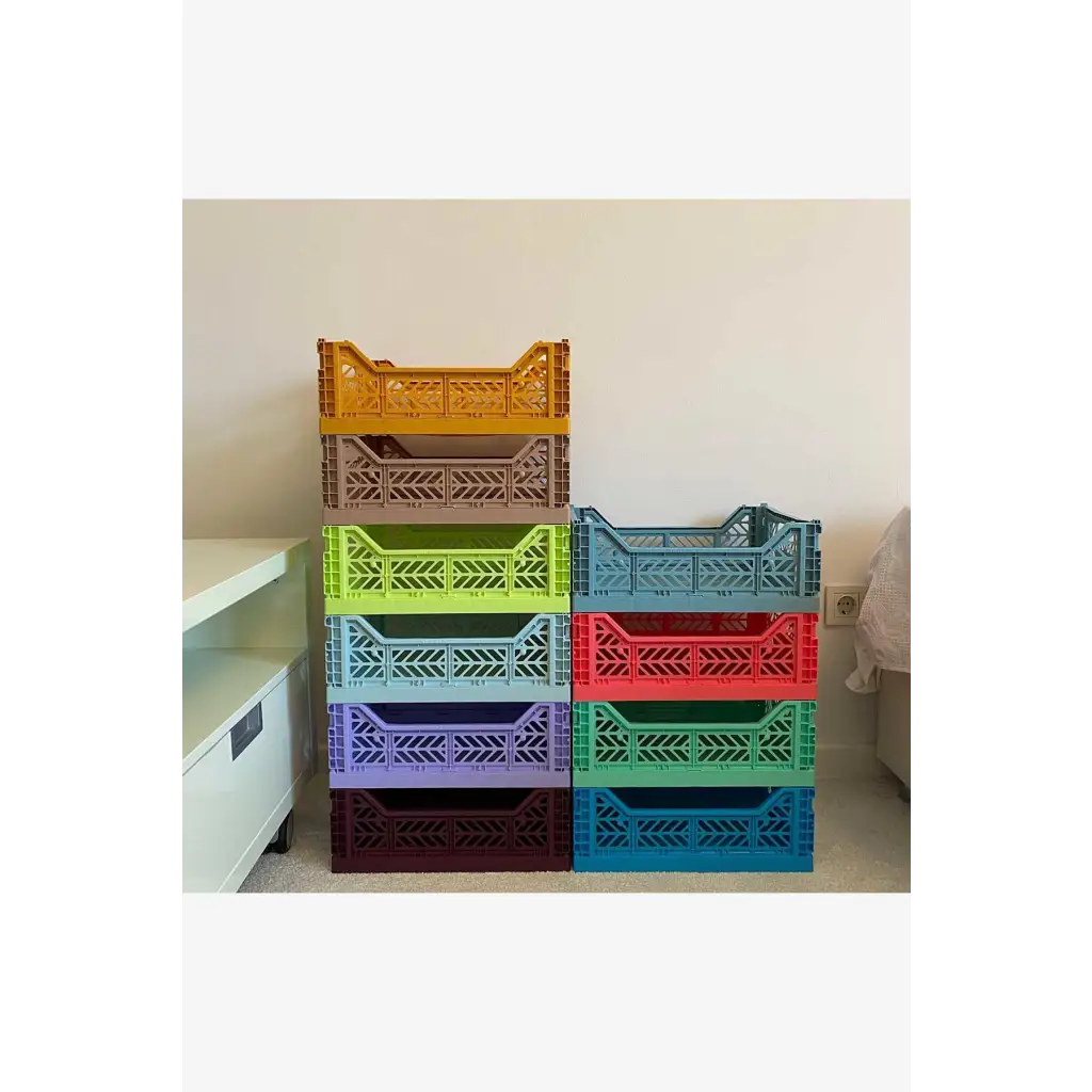 Foldable Storage Bins, Plastic Crate for Storage, Collapsible Crate, Utility Stackable Box Medium Artic Blue - Luna Crates