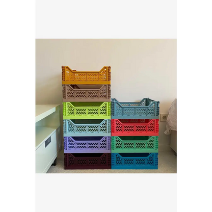 Foldable Storage Bins, Plastic Crate for Storage, Collapsible Crate, Utility Stackable Box Medium Artic Blue - Luna Crates