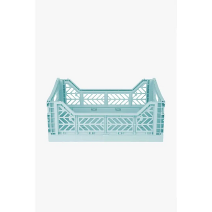 Foldable Storage Bins, Plastic Crate for Storage, Collapsible Crate, Utility Stackable Box Medium Artic Blue - Luna Crates