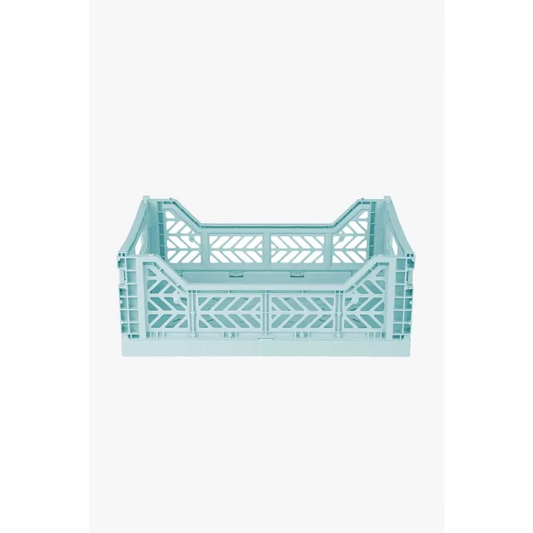 Foldable Storage Bins, Plastic Crate for Storage, Collapsible Crate, Utility Stackable Box Medium Artic Blue - Luna Crates