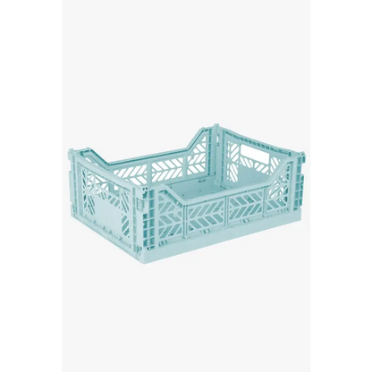 Foldable Storage Bins, Plastic Crate for Storage, Collapsible Crate, Utility Stackable Box Medium Artic Blue - Luna Crates