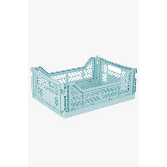 Foldable Storage Bins, Plastic Crate for Storage, Collapsible Crate, Utility Stackable Box Medium Artic Blue - Luna Crates