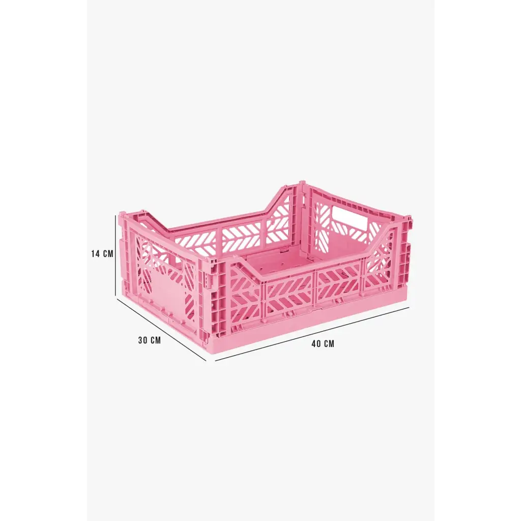 Foldable Storage Bins, Plastic Crate for Storage, Collapsible Crate, Utility Stackable Box Medium Baby Pink - Luna Crates
