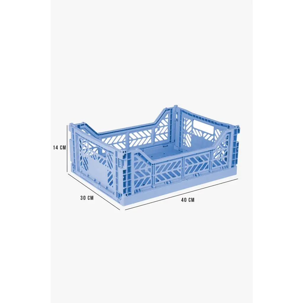 Foldable Storage Bins, Plastic Crate for Storage, Collapsible Crate, Utility Stackable Box Medium Baby Blue - Luna Crates