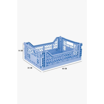 Foldable Storage Bins, Plastic Crate for Storage, Collapsible Crate, Utility Stackable Box Medium Baby Blue - Luna Crates
