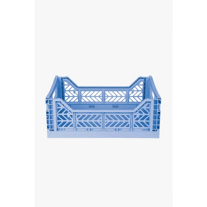 Foldable Storage Bins, Plastic Crate for Storage, Collapsible Crate, Utility Stackable Box Medium Baby Blue - Luna Crates