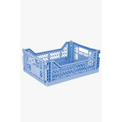 Foldable Storage Bins, Plastic Crate for Storage, Collapsible Crate, Utility Stackable Box Medium Baby Blue - Luna Crates
