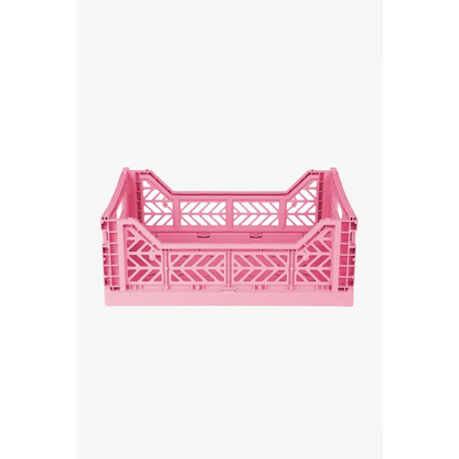 Foldable Storage Bins, Plastic Crate for Storage, Collapsible Crate, Utility Stackable Box Medium Baby Pink - Luna Crates