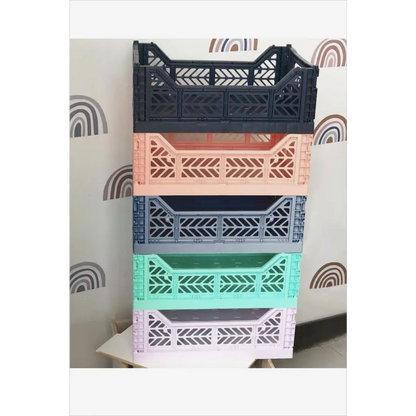 Foldable Storage Bins, Plastic Crate for Storage, Collapsible Crate, Utility Stackable Box Medium Cobalt Blue - Luna Crates