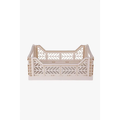 Foldable Storage Bins, Plastic Crate for Storage, Collapsible Crate, Utility Stackable Box Medium Coconut Milk - Luna Crates