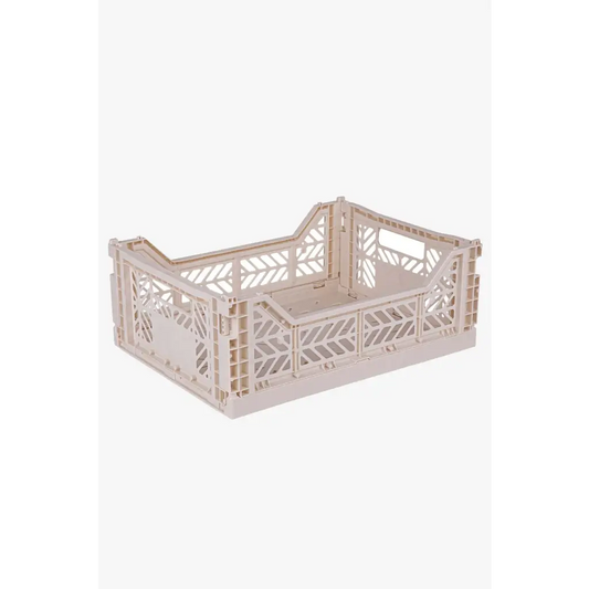 Foldable Storage Bins, Plastic Crate for Storage, Collapsible Crate, Utility Stackable Box Medium Coconut Milk - Luna Crates