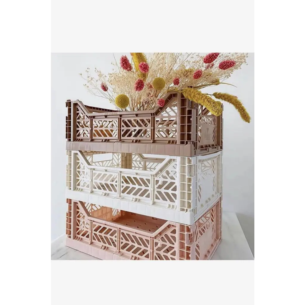 Foldable Storage Bins, Plastic Crate for Storage, Collapsible Crate, Utility Stackable Box Medium Coconut Milk - Luna Crates