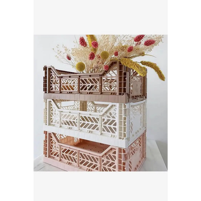 Foldable Storage Bins, Plastic Crate for Storage, Collapsible Crate, Utility Stackable Box Medium Coconut Milk - Luna Crates