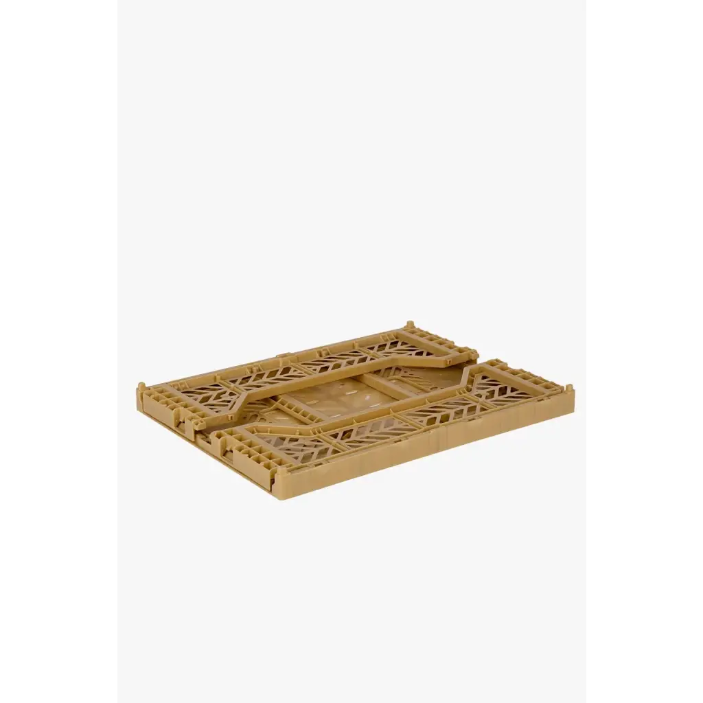 Foldable Storage Bins, Plastic Crate for Storage, Collapsible Crate, Utility Stackable Box Medium Gold - Luna Crates