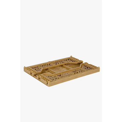 Foldable Storage Bins, Plastic Crate for Storage, Collapsible Crate, Utility Stackable Box Medium Gold - Luna Crates