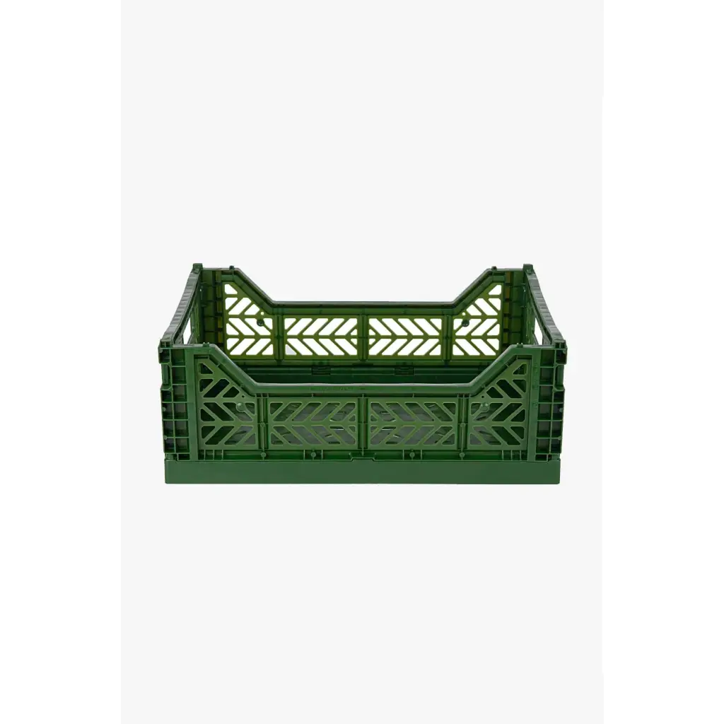 Foldable Storage Bins, Plastic Crate for Storage, Collapsible Crate, Utility Stackable Box Medium Khaki - Luna Crates