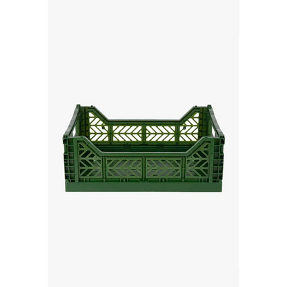 Foldable Storage Bins, Plastic Crate for Storage, Collapsible Crate, Utility Stackable Box Medium Khaki - Luna Crates