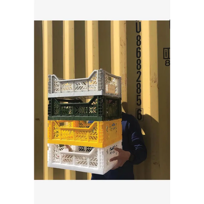 Foldable Storage Bins, Plastic Crate for Storage, Collapsible Crate, Utility Stackable Box Medium Khaki - Luna Crates