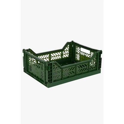 Foldable Storage Bins, Plastic Crate for Storage, Collapsible Crate, Utility Stackable Box Medium Khaki - Luna Crates