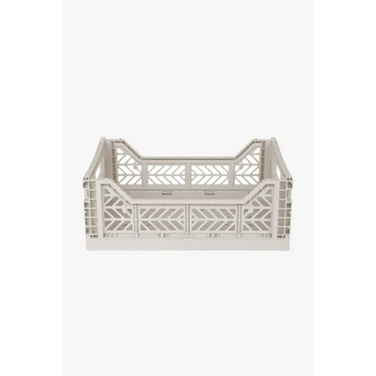 Foldable Storage Bins, Plastic Crate for Storage, Collapsible Crate, Utility Stackable Box Medium Light Gray - Luna Crates