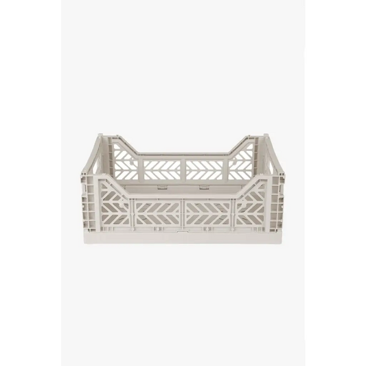 Foldable Storage Bins, Plastic Crate for Storage, Collapsible Crate, Utility Stackable Box Medium Light Gray - Luna Crates