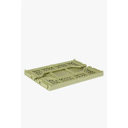 Foldable Storage Bins, Plastic Crate for Storage, Collapsible Crate, Utility Stackable Box Medium Lime Cream - Luna Crates