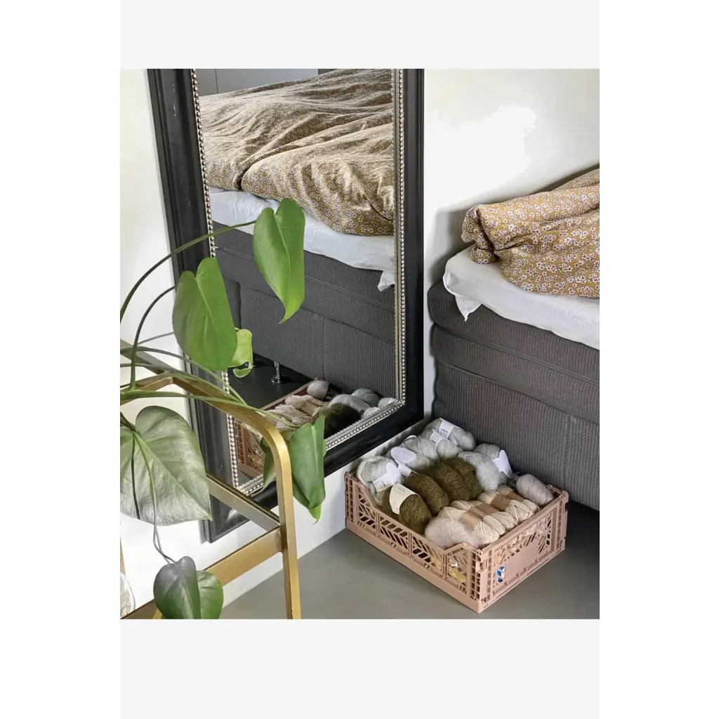 Foldable Storage Bins, Plastic Crate for Storage, Collapsible Crate, Utility Stackable Box Medium Milk Tea - Luna Crates