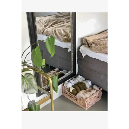 Foldable Storage Bins, Plastic Crate for Storage, Collapsible Crate, Utility Stackable Box Medium Milk Tea - Luna Crates