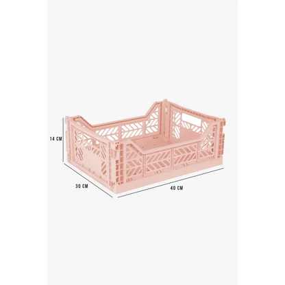 Foldable Storage Bins, Plastic Crate for Storage, Collapsible Crate, Utility Stackable Box Medium Milk Tea - Luna Crates