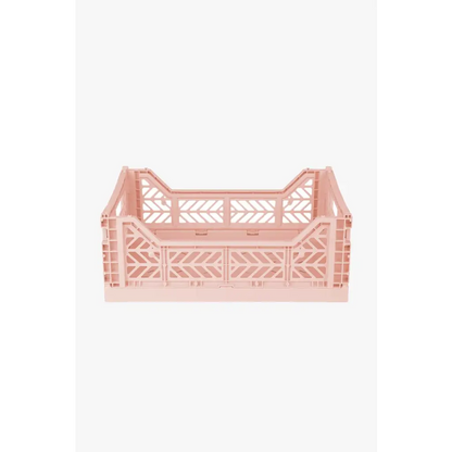 Foldable Storage Bins, Plastic Crate for Storage, Collapsible Crate, Utility Stackable Box Medium Milk Tea - Luna Crates