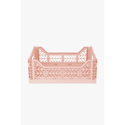 Foldable Storage Bins, Plastic Crate for Storage, Collapsible Crate, Utility Stackable Box Medium Milk Tea - Luna Crates